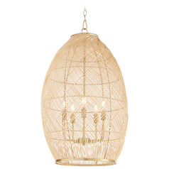 Rattan Aged Brass Pendant by Quorum Lighting