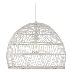 20-Inch Rattan Pendant in White Rattan by Meridian