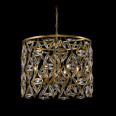 Allegri Crystal Triangulo True Brass Pendant Light with Drum Shade