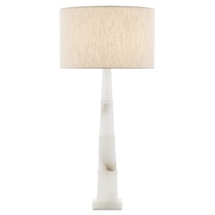 Currey and Company Alabastro Alabaster / Polished Nickel Table Lamp with Drum Shade