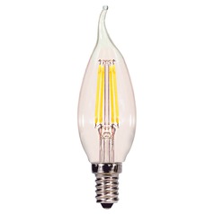 4.5W CA10 LED Clear Candelabra Base 5000K 350 Lumens 120V 2-Card Dimmable by Satco Lighting
