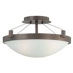 Suspended Semi-Flush Mount in Copper Bronze Patina by George Kovacs