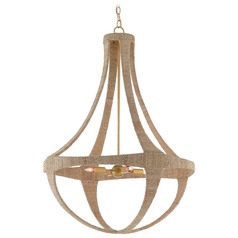 Ibiza Chandelier in Natural Rope/Dark Gold Leaf by Currey & Company