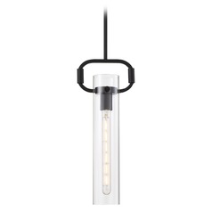 Teresa Matte Black Pendant with Cylindrical Shade by Satco Lighting