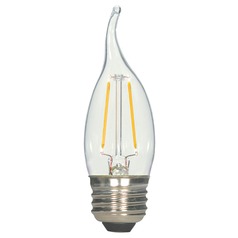 2.5W CA10 LED Clear Medium Base 2700K 180 Lumens 120V 2-Card Dimmable by Satco Lighting