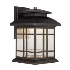 Seeded Glass LED Outdoor Wall Light Oil Rubbed Bronze Designers Fountain Lighting