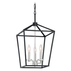 Storyteller Matte Black & Polished Nickel Accents Pendant by Satco Lighting