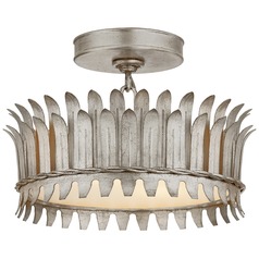 Suzanne Kasler Leslie 12-Inch Semi-Flush in Silver by Visual Comfort Signature