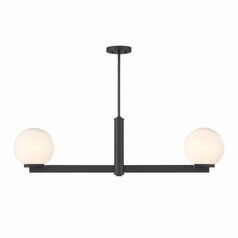 2-Light Linear Chandelier in Matte Black by Meridian