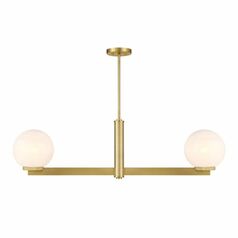 2-Light Linear Chandelier in Natural Brass by Meridian