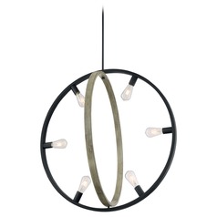 Augusta Black & Wood Pendant by Satco Lighting