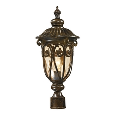 Post Light with Beige / Cream Glass in Hazelnut Bronze Finish
