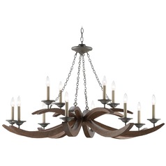Whitlow Chandelier in Burnt Wood/Antique Galvanize by Currey & Company