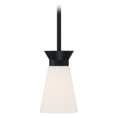 Caleta Black Mini-Pendant with Conical Shade by Satco Lighting