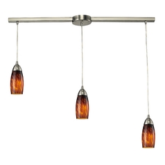 Modern Multi-Light Pendant Light with Art Glass and 3-Lights