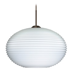 Besa Lighting Pape Ribbed Glass Bronze LED Pendant Light