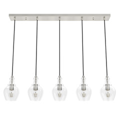 Hunter Fan Company Maple Park Brushed Nickel Multi-Light Pendant with Bowl / Dome Shade