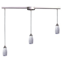 Modern Multi-Light Pendant Light with Art Glass and 3-Lights