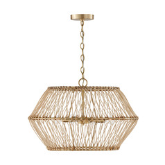 Wren 24.25-Inch Rattan Pendant in Matte Brass by Capital Lighting