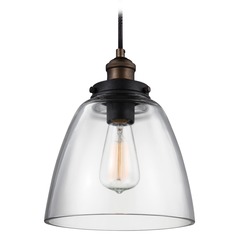Baskin 9-Inch Pendant in Painted Aged Brass & Weathered Zinc by Visual Comfort Studio