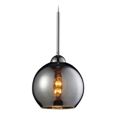 Cassandra Polished Chrome Mini-Pendant Light with Globe Shade - Includes Recessed Adapter Kit