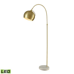 Elk Lighting Kopernikus Aged Brass & White LED Floor Lamp with Bowl / Dome Shade