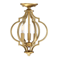 3-Light Convertible Semi-Flush Mount in Natural Brass by Meridian