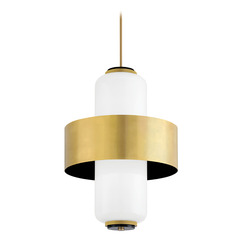 Corbett Lighting Melrose Vintage Brass & Soft Black Pendant Light with Cylindrical Shade