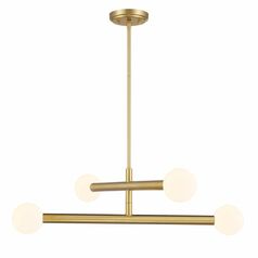 4-Light Chandelier in Natural Brass by Meridian