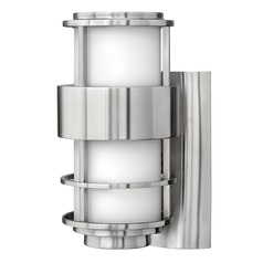 Modern Outdoor Wall Light with White Glass in Stainless Steel by Hinkley Lighting