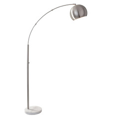 Adesso Home Astoria Brushed Steel and White Marble Arc Lamp with Bowl / Dome Shade