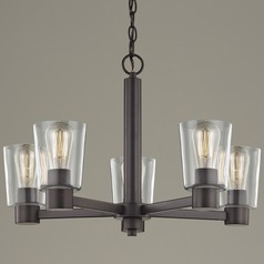 Clear Glass Chandelier Bronze 5-Lt