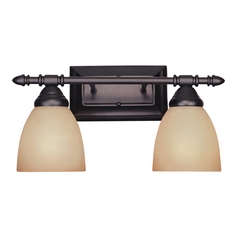 Bathroom Light with Amber Glass in Oil Rubbed Bronze Finish