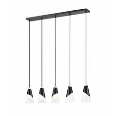 Z-Lite Aimie Matte Black Multi-Light Pendant with Conical Shade