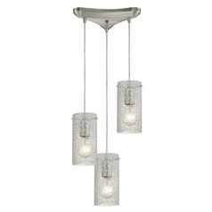 Elk Lighting Ice Fragments Satin Nickel Multi-Light Pendant with Cylindrical Shade