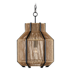 Mali 13.50-Inch Wide Pendant in Satin Black by Currey & Company