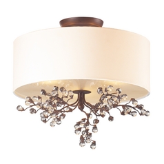 Semi-Flushmount Light with White Shade in Antique Darkwood Finish