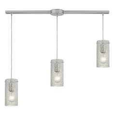 Elk Lighting Ice Fragments Satin Nickel Multi-Light Pendant with Cylindrical Shade