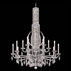 Schonbek Worldwide Lighting Siena Antique Silver Crystal Chandelier