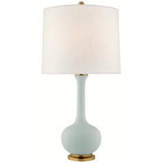 Visual Comfort Signature Collection Coy Matte Sky Blue Table Lamp with Drum Shade