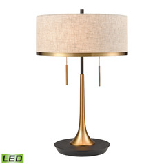 Elk Lighting Magnifica Brass & Black LED Table Lamp with Drum Shade