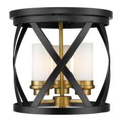 Malcalester Matte Black & Olde Brass Flush Mount by Z-Lite