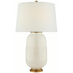 Visual Comfort Signature Collection Newcomb Ivory Table Lamp with Drum Shade