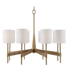 Revelation Design Lautoka Warm Brass & Rattan Wrap Chandelier by Uttermost Lighting