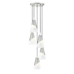 Z-Lite Aimie Brushed Nickel Multi-Light Pendant with Conical Shade