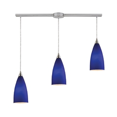 Modern Multi-Light Pendant Light with Blue Glass and 3-Lights