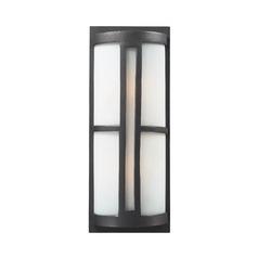 Outdoor Wall Light with White Glass in Graphite Finish