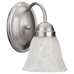 Satin Nickel Wall Sconce with Faux Alabaster Bell Glass by Quorum Lighting