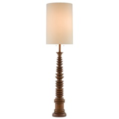 Malayan Floor Lamp in Natural Rubber Wood by Currey & Company