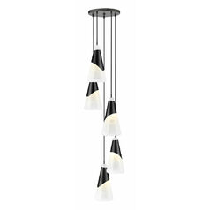 Z-Lite Aimie Matte Black Multi-Light Pendant with Conical Shade